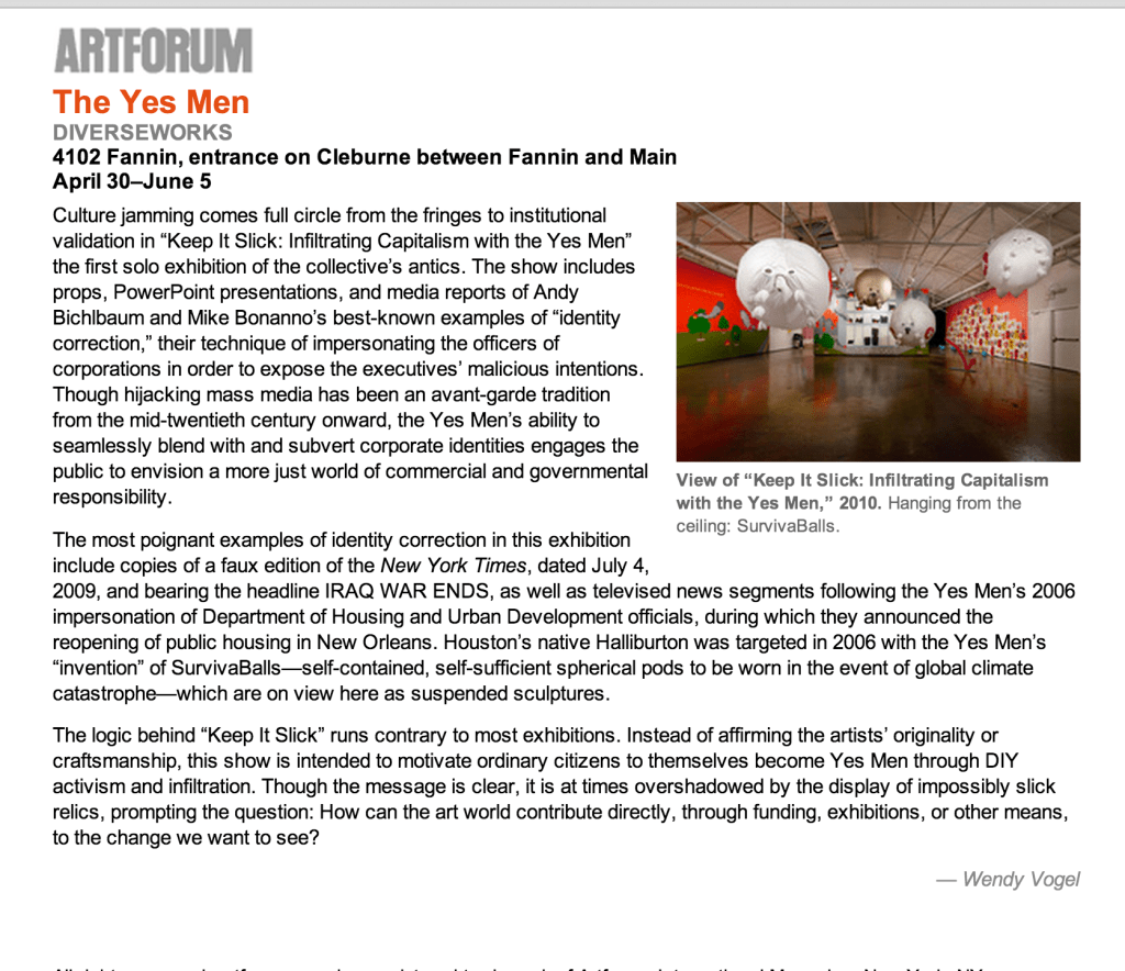 Artforum Critic's Pick: Keep It Slick