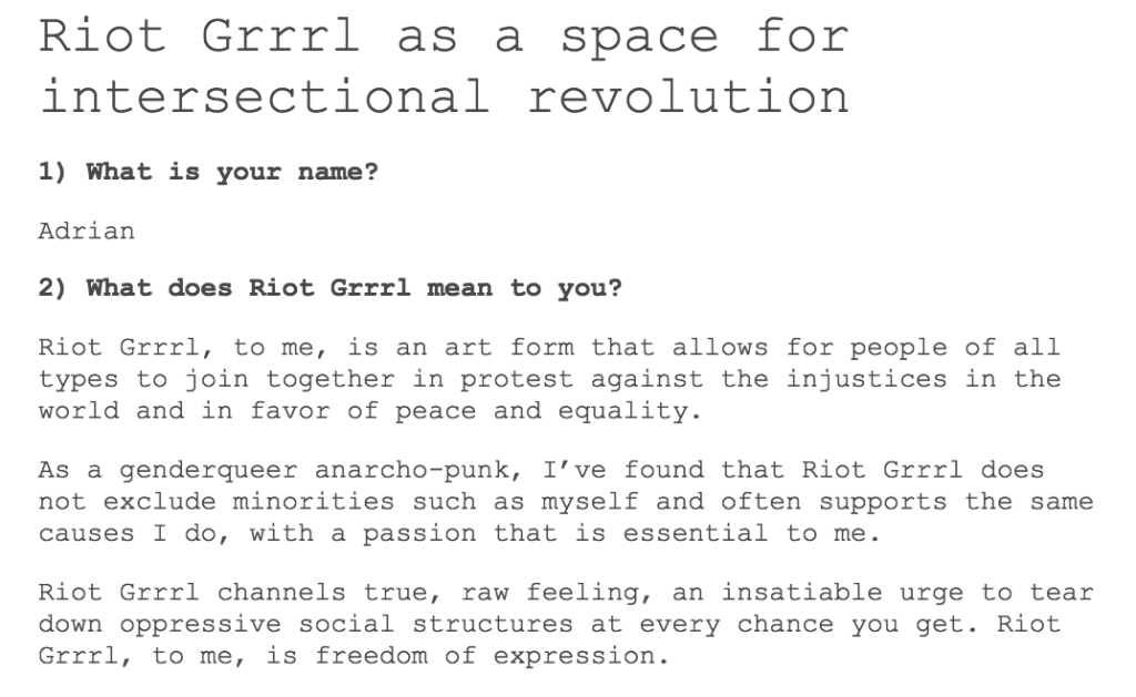 RG Census - Columbian genderqueer anarcho-punk