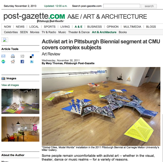 Post-Gazette on 2011 Pittsburgh Biennial at CMU